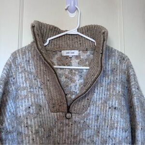 John + Jenn Speckled Knit Oversized 1/4 Zip Funnel Neck Sweater, Cozy, Apres Ski